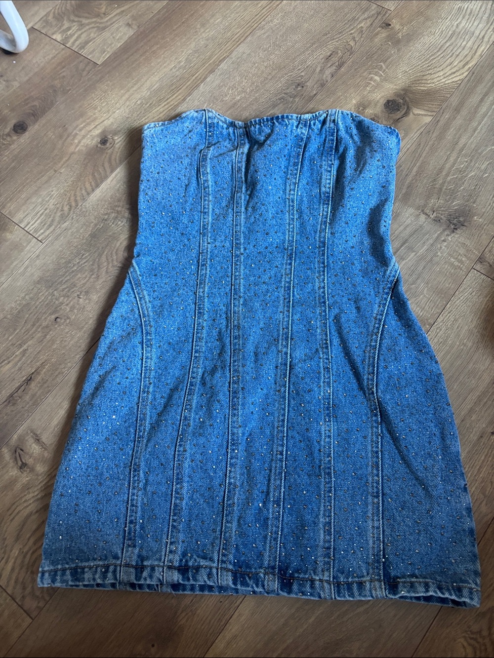 Forever 21 Strapless Denim Mini Dress with Sparkle